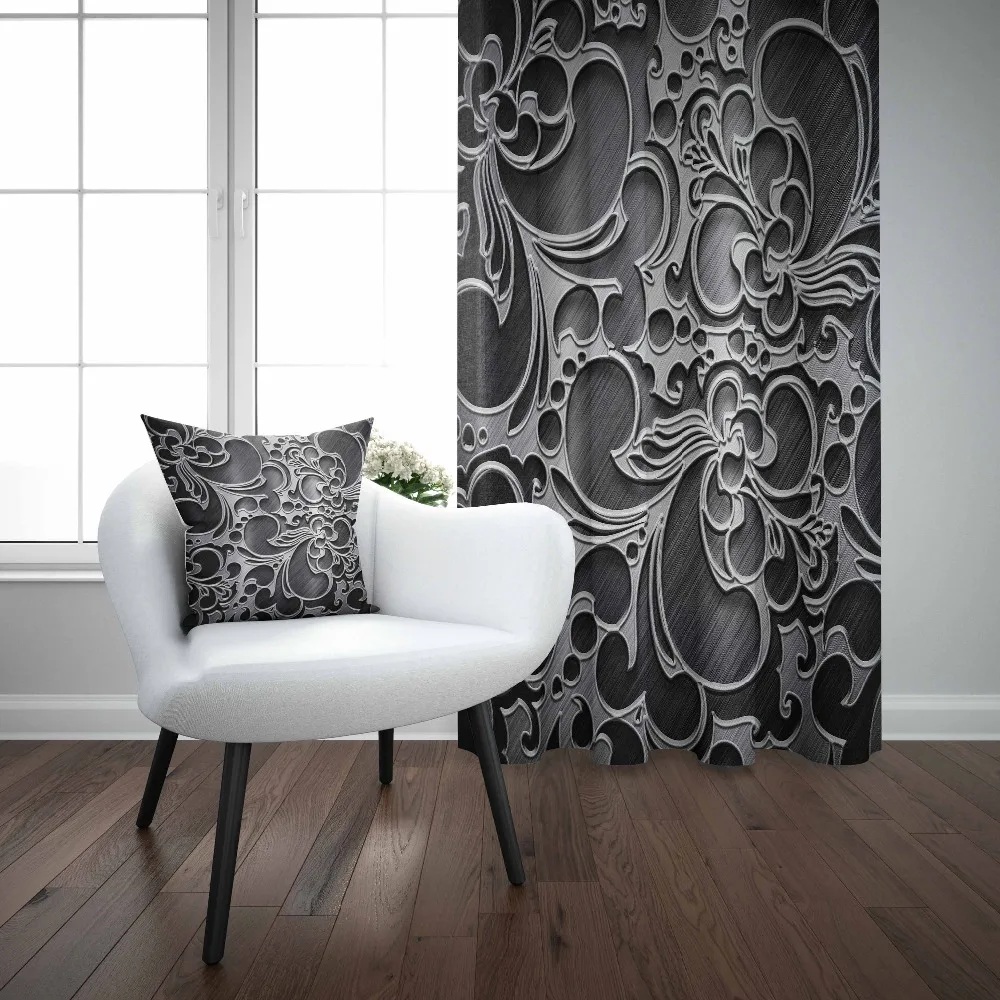 cheap Else Black White Ottoman Ethnic Tradional Abstract 3D Print Living Room Bedroom Window Panel Curtain Combine Gift Pillow Case