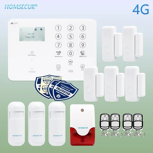 Homsecur беспроводный и проводной 4G/3g/GSM ЖК домашняя сигнализация с кнопкой паники 4 комплекта сигнализации на выбор - Цвет: Kit 2