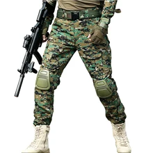 Камуфляжные тактические штаны мужские армейские военные армейские камуфляжные штаны с наколенниками для охоты на открытом воздухе с несколькими карманами свободные брюки одежда