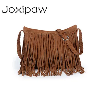 

2018 New Solid bohemian Women bag Tassel Shoulder Messenger Suede Handbag Cross Body Bag Purse Women's bag Joxipaw