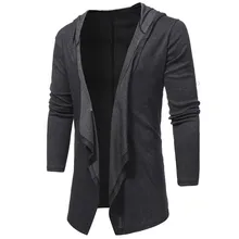 Новинка, мужской свитер, пальто, Модный корейский стиль, длинный рукав, с капюшоном, мужской кардиган, свитера, приталенный Повседневный джемпер, Осень-зима