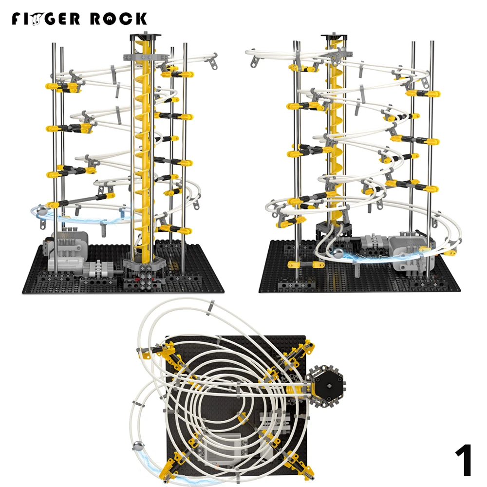 Tanie 4 poziom Space Rail kolejka górka labirynt piłki utwór klocki dla dzieci montaż DIY Spacerail marmur Run Rollercoaster Toy