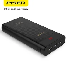 PISEN LED 20000mAh Power Bank Type C Micro USB Smart 2.1A 1.5A Dual USB External Phone Battery Fast Charging Portable Powerbank