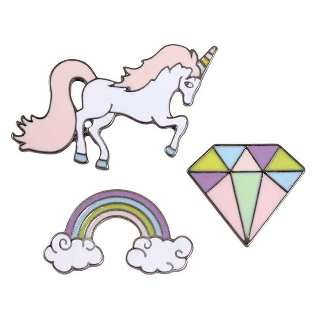Miage Cute Charm Enamel Animal Horse Unicorn Rainbow Cool Metal Brooch Jean Bag Button Badge Girl Miage Cute Charm Enamel Animal Horse Unicorn Rainbow Cool Metal Brooch Jean Bag Button Badge Girl