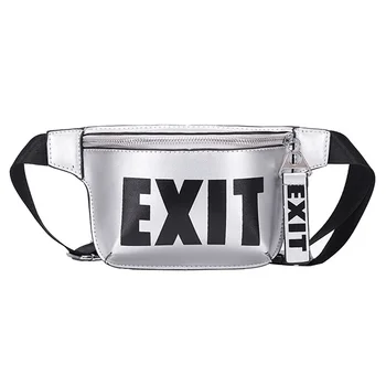 

Women's Fashion EXIT PU Leather Fanny Pack Waist Bag Bananka Waterproof Antitheft Women Walking Shopping Belly Band Belt Bag New
