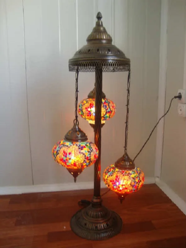 

Multicolor Handmade 3 ball turkish mosaic floor lamp