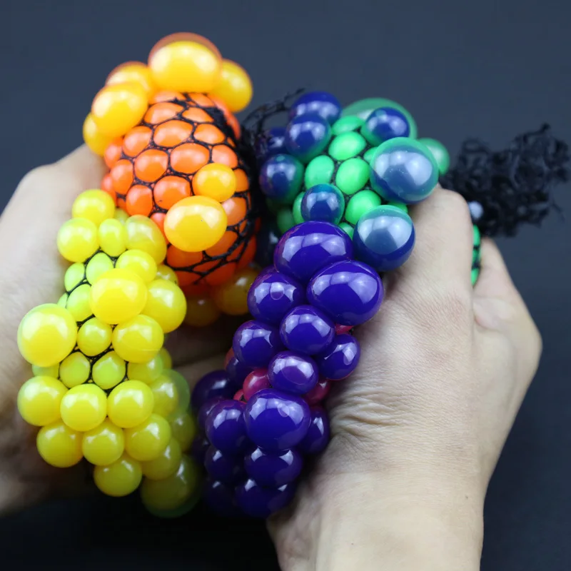 

5Colour Hot 5cm Cute Anti Stress Face Reliever Grape Ball Autism Mood Squeeze Relief Healthy Vent Toy Extruded Discoloration