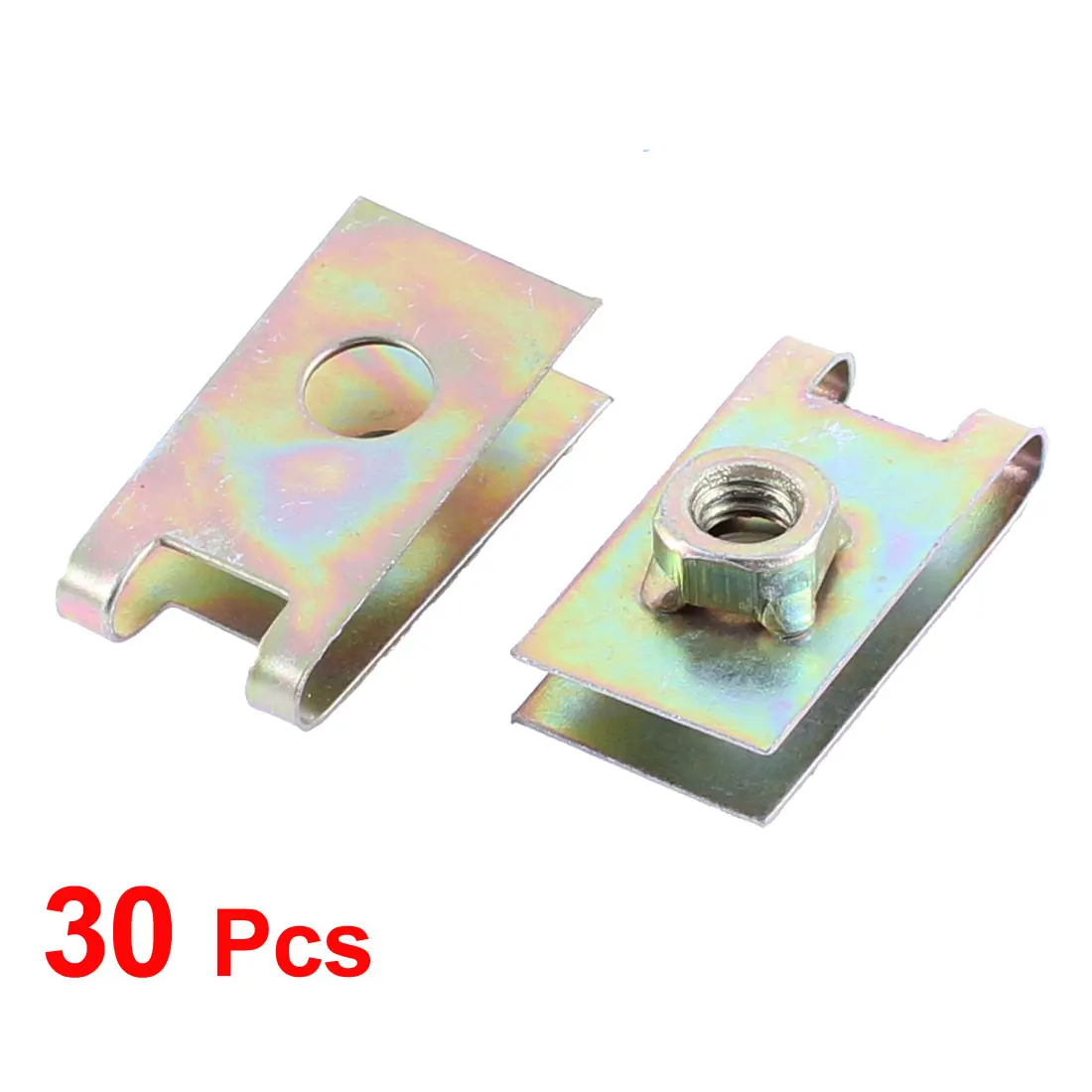 

X Autohaux 30 Pcs 32Mm X 17.2Mm Metal Plate U-Type Clips Speed Nuts For Car Panel