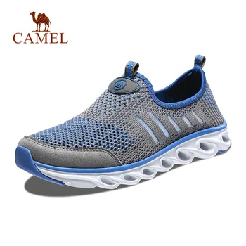 

CAMEL Men Slip On Casual Mesh Shoes Buffer Sole Elastic Spring Summer Breathable Comfortable Outdoor Sport Walking Flat Shoes