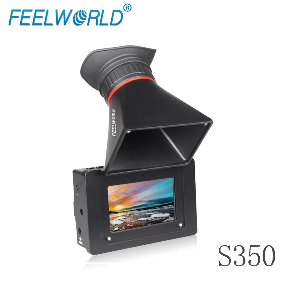 

FEELWORLD S350 3.5" HD 800x480 EVF 3G-SDI HDMI Electronic View Finder LCD Display Magnifier Loupe for DSLR Camera Professional