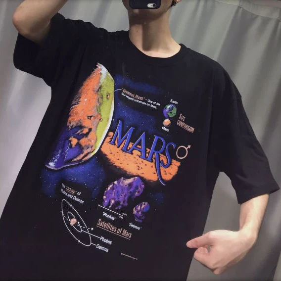 Новинка 2019 летняя свободная футболка Harajuku Ulzzang с изображением инопланетян земли