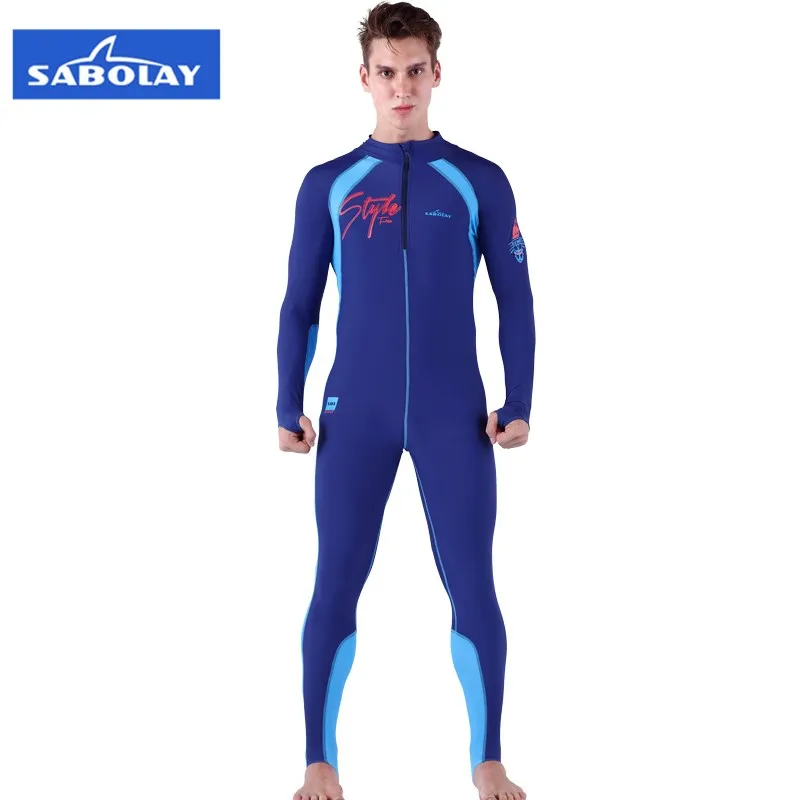 Men zipper Long Sleeve Rashguards Swimsuit Sunscreen Swimming Shirt Rash Guard One pieces UFO50