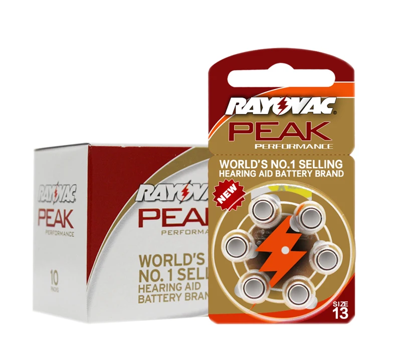 60 PCS Rayovac PEAK High Performance Hearing Aid Batteries. Zinc Air 312/A312/PR41 Battery for siemens BTE/RIC Hearing aids.