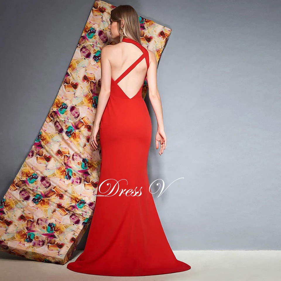 Dressv красное вечернее платье без рукавов с открытой спиной длина до пола цветок Русалка свадебное вечернее платье труба вечернее платье es