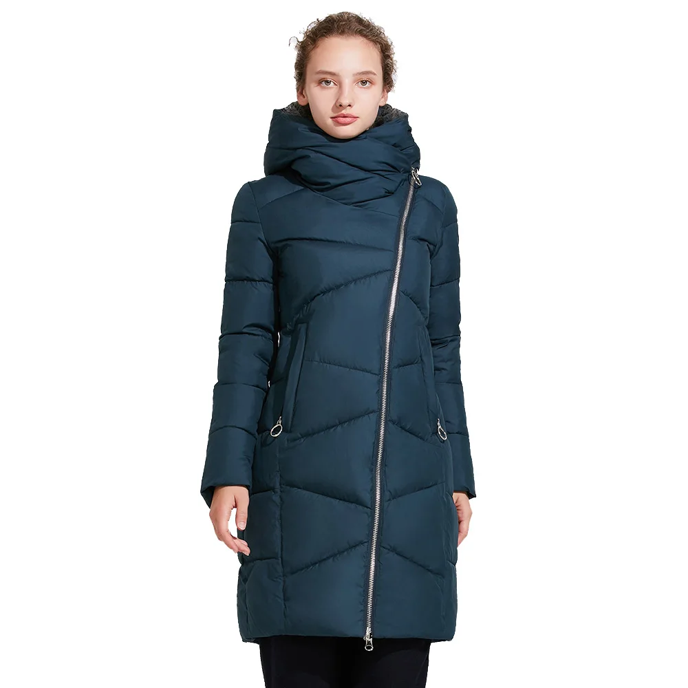 Icebear 2017 Модные зимние женщины с ветрозащитными рукавами Зимняя стильная куртка средней длины 17G6102D