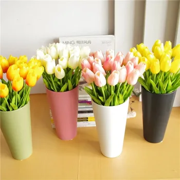 

10pcs one bouquent Artificial Tulips fake Flowers beautful foam artificiales Tulip for Home Wedding decoration cheap Flower