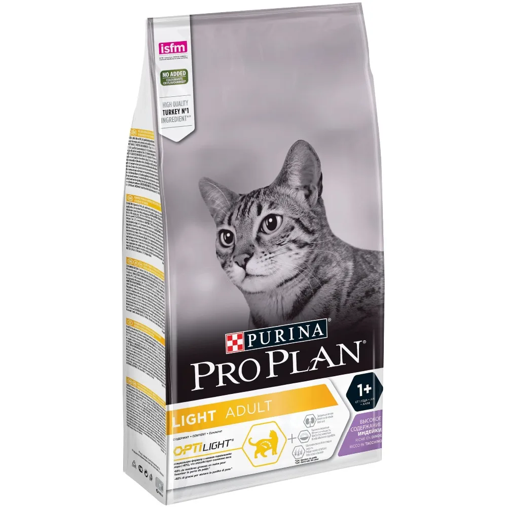 Сухой корм Purina Pro Plan для кошек с избыточным весом и кошек, склонных к полноте, с индейкой, 6 упаковок по 1.5 кг