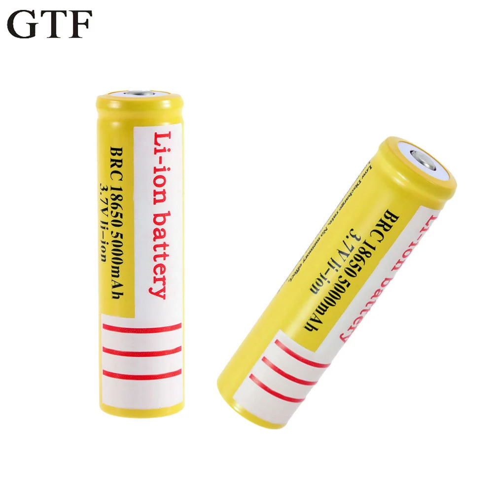 GTF 2 шт 18650 3 7 V 5000mAh литий ионная аккумуляторная батарея для светодиодного фонарика
