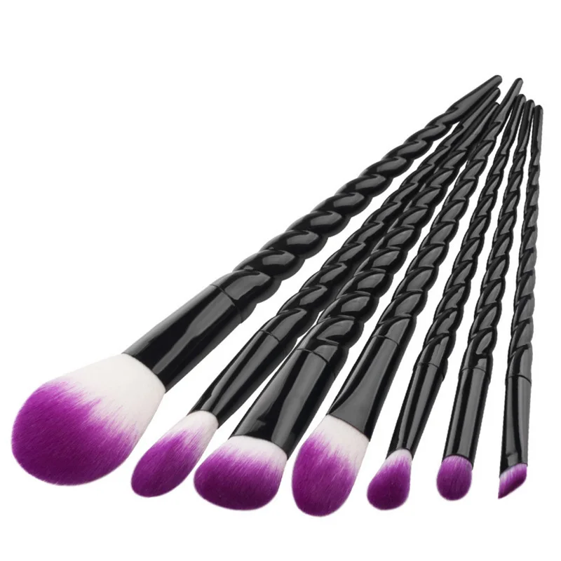 10 шт. набор кистей для макияжа черная спиральная ручка контурная основа Пудра Тени для век кисти фиолетовые волосы основа для губ щетки для носа