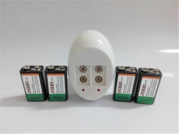

SHSEJA 4PCS 9v rechargeable battery Large capacity 2000mah 9V NiMH battery+ Smart 9v charger set