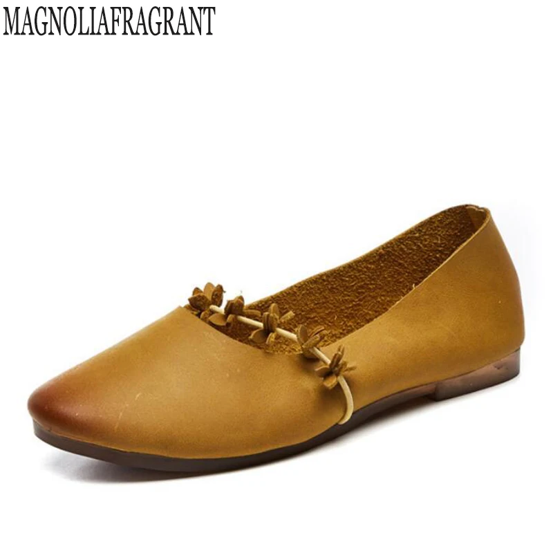 

Genuine Leather Handmade Shoes Women Flats Soft Moccasins Footwear Women Casual Shoes Pointed Toe Comfortable Ladies Loafers c21