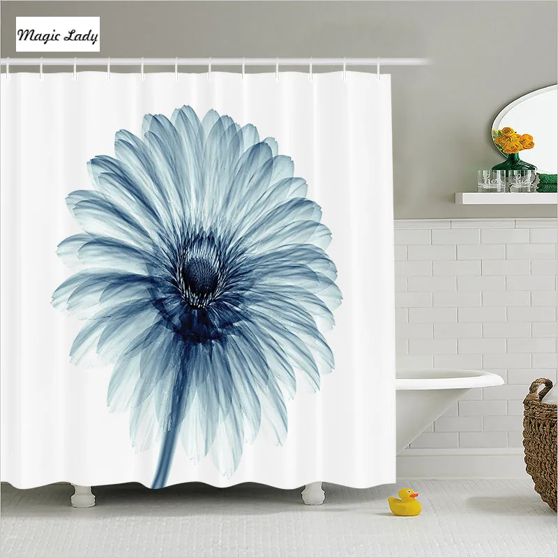 Shower Curtain Flower Bathroom Accessories Floral Daisy Xrays Plant