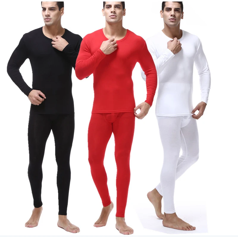 زائد حجم L-6XL 7XL حار الملابس الشتوية رجل الدافئة جيدة مرونة التخسيس الملابس الداخلية الحرارية الأسود رقيقة جدا ضوء طويل جونز