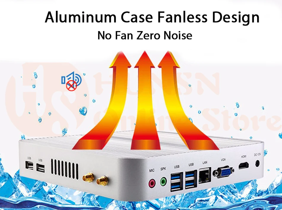 Fanless Mini PC I3 7100U I5 7200U I5 8250U HUNSN BM07 (17)