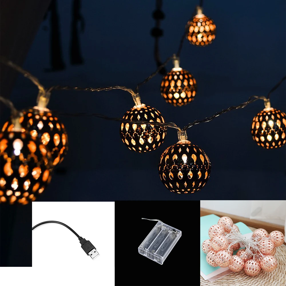 Батарея/USB Водонепроницаемый 20 LED глобус струнные огни Сказочный шарик Марокко