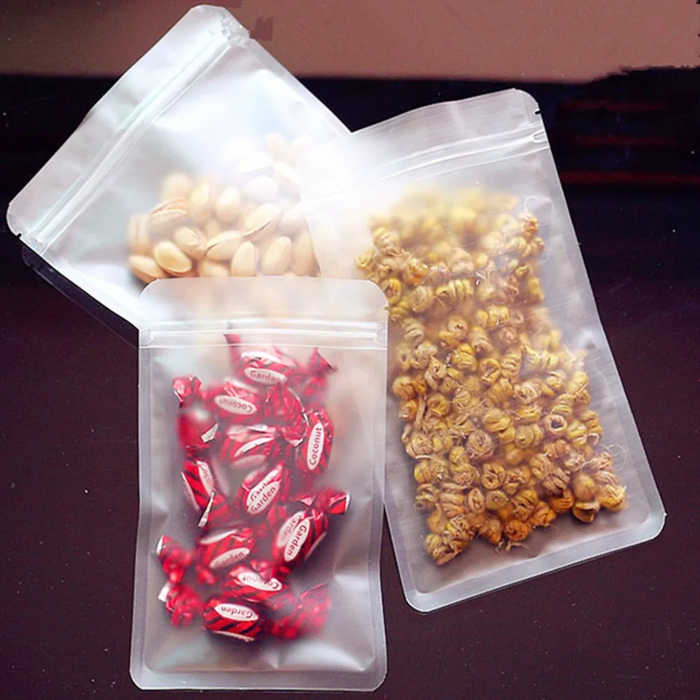 

100Pcs Matte Clear Plastic Bags 9x13cm Flat Self Seal Zipper Bags Seeds Beans Nuts Storage Bags Sundry Jewelry Pouch Smell Proof