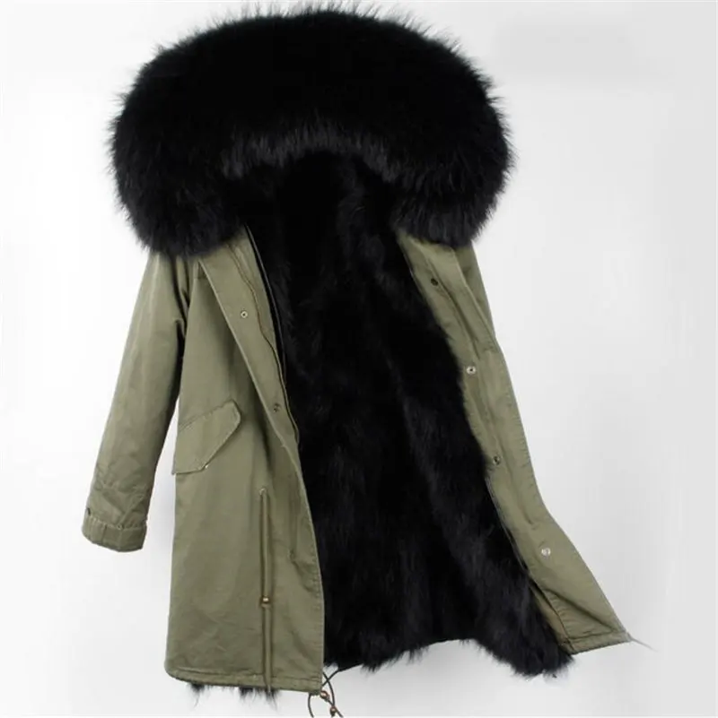 Модное зимнее женское пальто Куртка из натурального меха лисы Куртки с теплым мехом Куртки с воротником из натурального меха енота Парка Топ бренд - Цвет: color 7