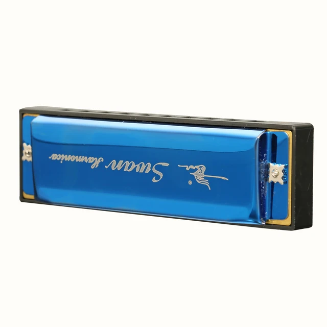 Swan Harmonicas 10 Holes 20 Tones Laser Proceeded Diatonic Blues Harps Accordion Musical Instrument Woodwind In Plastic Box
