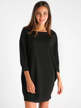 

Stretch long sleeve round neck dress