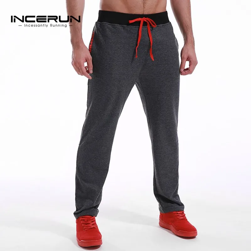 جديد رجل طويل العرق السراويل المسار عارضة ركض مرونة الخصر اللياقة البدنية تجريب Sweatpants سروالا القيعان الرياضية
