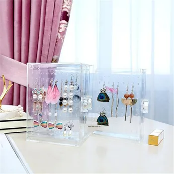 

Transparent Earrings Dustproof Acrylic Storage Holer Box For Women Gifts Jewelry Organizer Earrings Packaging Display Stand