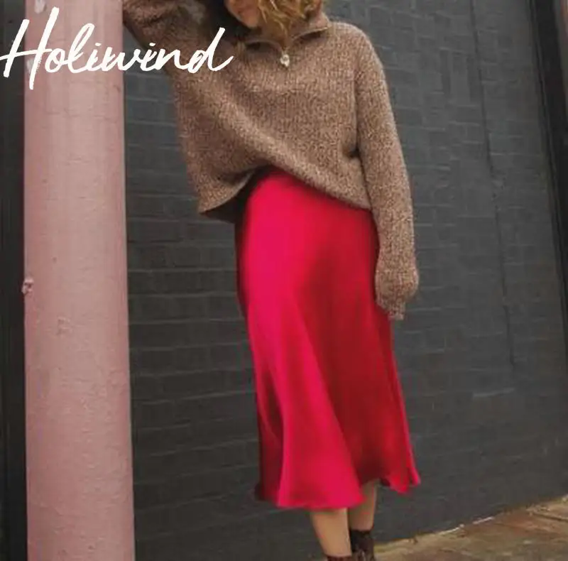Hot pink satin midi skirt Clearance