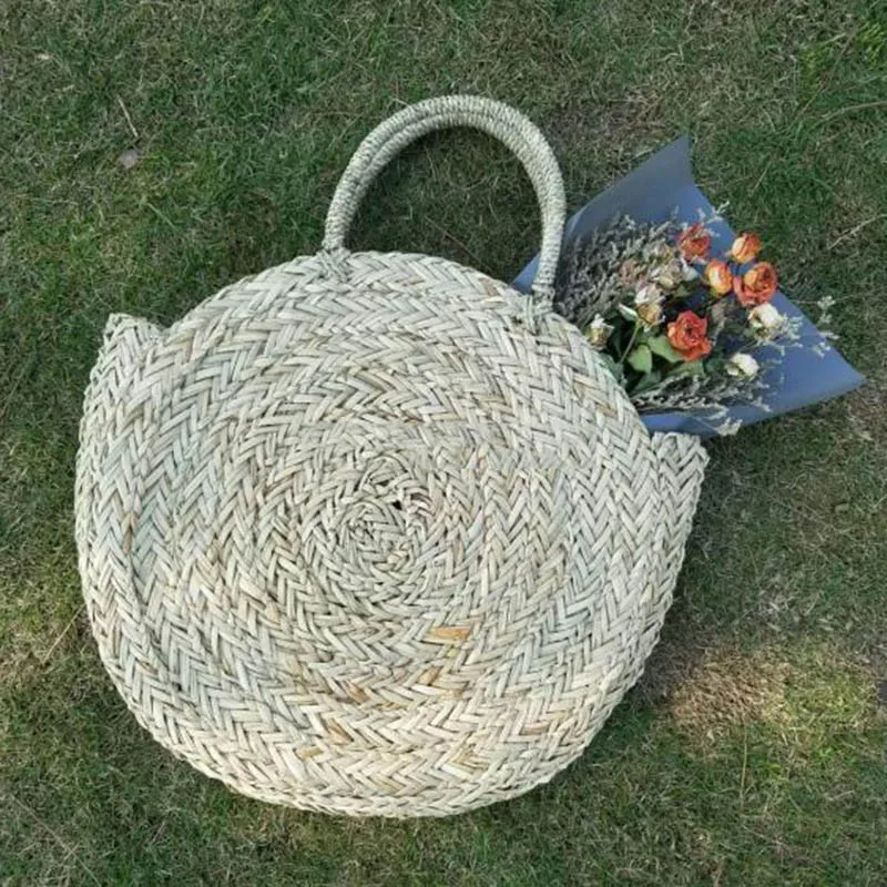 Women Straw Bags Female Summer Beach Handbag Lady Large Capacity Vintage Circle Bag Bohemian Handmade Weave Totes Bag SS3124 (7)