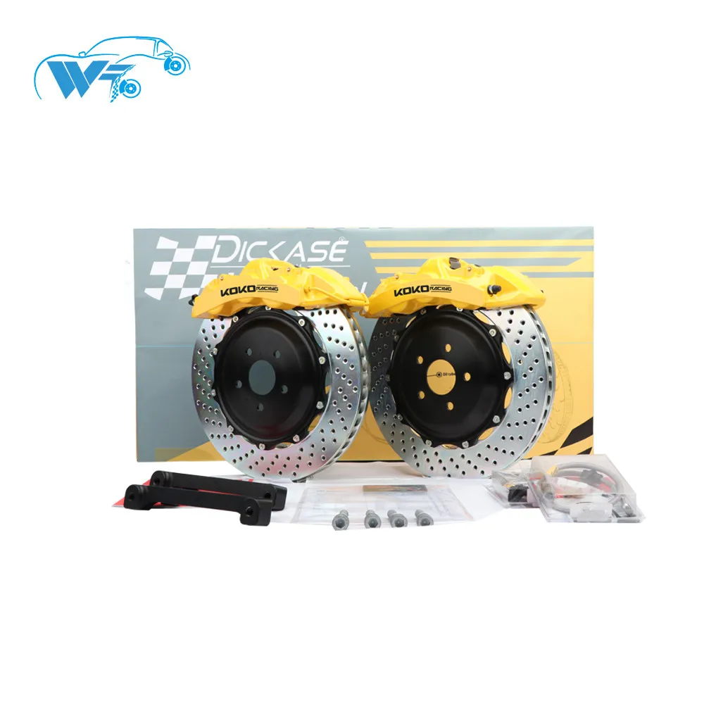 

KOKO RACING upgrade brake system GT6 yellow caliper durable brake disc high temperature brake pad for Jaguar XF, 2012 year