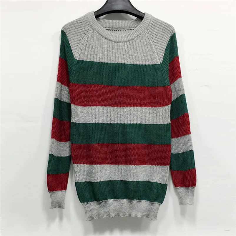 High quality sweaters fashion 2018 women Round Neck Striped Knitted Sweater party Jumper Pullover shirt Tops invierno A29#N (3)