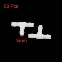 UXCELL авто автомобиль 3 мм внутренний диаметр T-Piece труба шланг тройник соединитель фитинги белый 50 шт