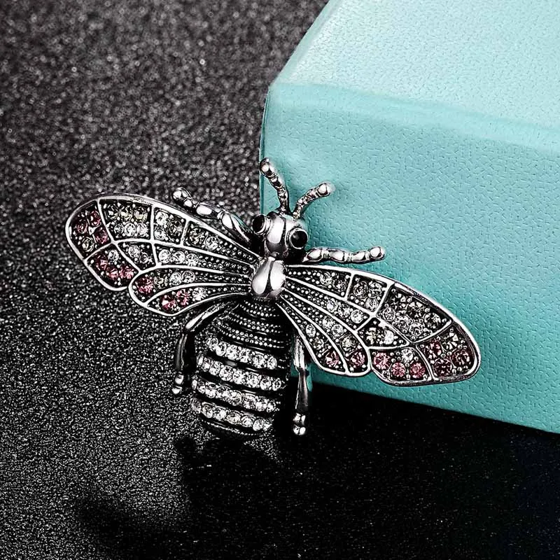 

Zlxgirl jewelry Rhinestone Crystal Bee brooches for men's jewelry women's kids Christmas pin brooch insect hijab pins bags bijou