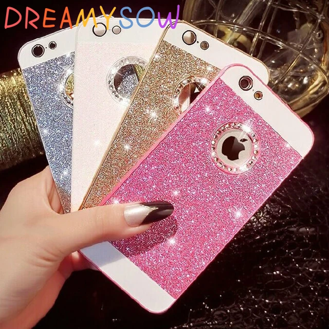 DREAMYSOW Luxury Funda Glitter Bling Diamond Back Cover For iPhone 7 6 6S Plus X 8 Plus Hard Case for iPhone 5 5S SE 4 4S Shell