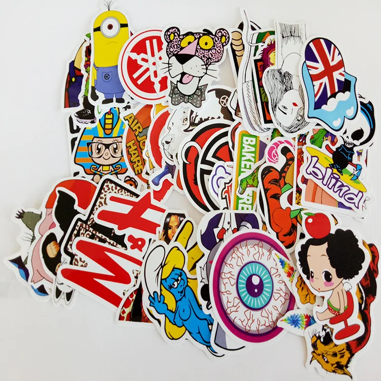 100 Mixed Cartoon Toy Stickers Car Styling Bike Motorcycle Phone Computer Travel Luggage Cool Funny stickers Bomb PVC Decals