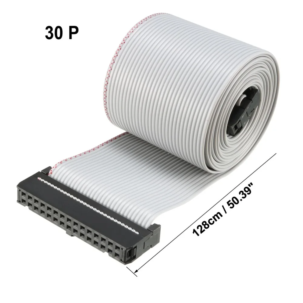 Uxcell 1 шт. IDC 30 контактов Радужный/серый цвет 128 см длина 2,54 см шаг плоский гибкий ленточный соединительный кабель с разъемом