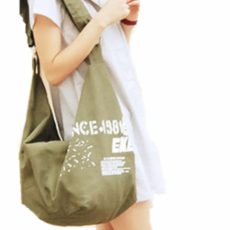 

2019 shoulder diagonal cross tide package simple girl new canvas bag leisure pull the wind travel letter female big hand bag