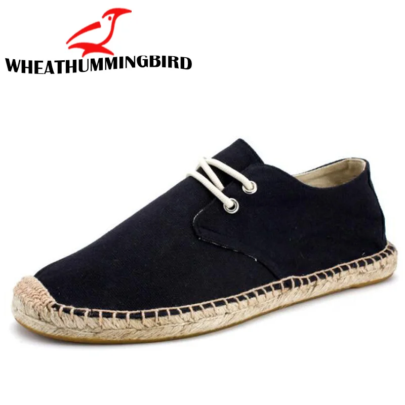 Buy 2018 Black Linen Hemp Wrap Mens Shoes Espadrilles