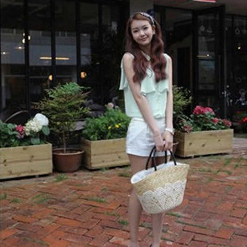 Women Handbag Travel Summer Beach Female Straw Bags Lady Vintage Large Shoulder Bag Flower Casual Weave Bag Shopping Tote SS3070 (11)
