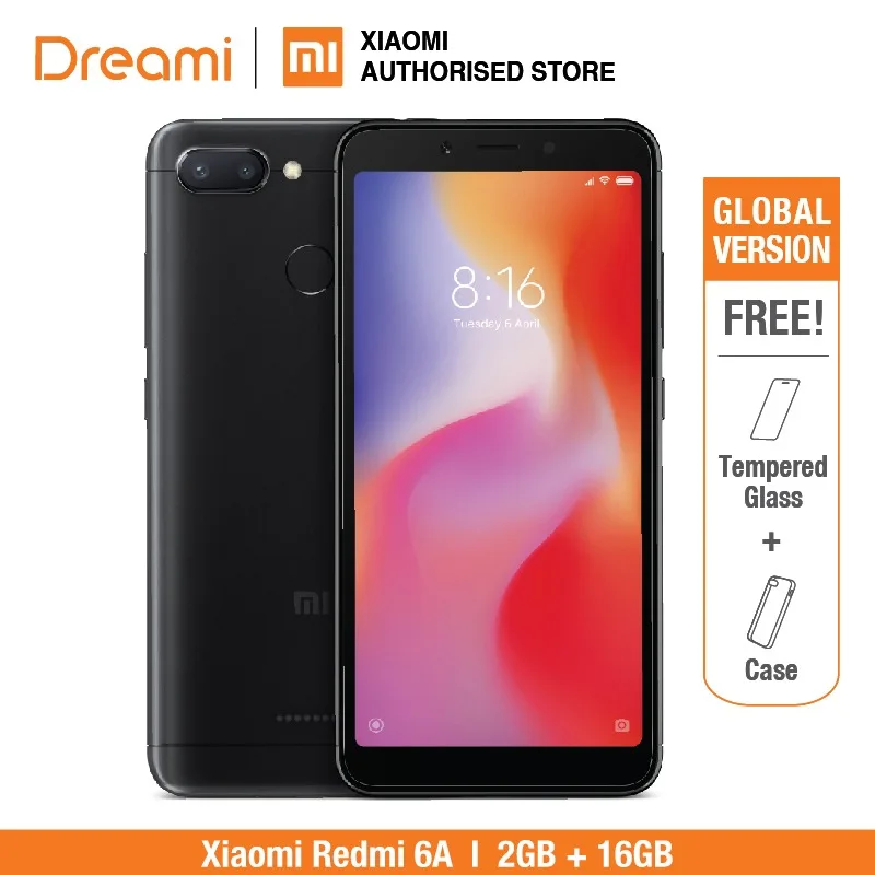 

Global Version Xiaomi Redmi 6A 16GB ROM 2GB RAM (Brand New and Sealed)