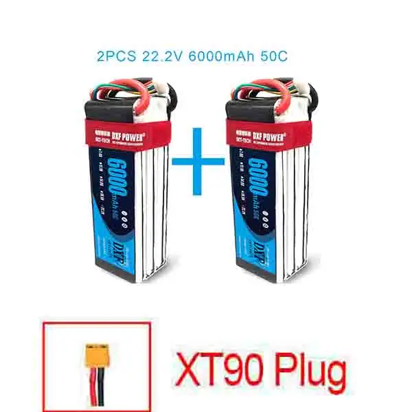 2 шт. DXF 2S 3S 4S 6S 7,4 V 11,1 V 14,8 V 22,2 V 6000mAh 50C Lipo батарея rex-450 вертолет с фиксированным крылом Квадрокоптер RC автомобиль Лодка - Цвет: 6S6000mah50C-XT90