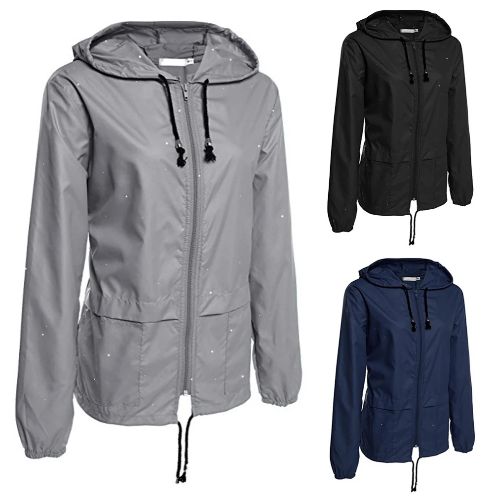 Womens Rainwear Outdoor Hooded Cycling Packable Lightweight Jacket